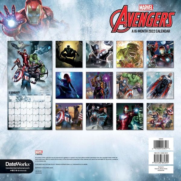 Trends International 2022 Marvel Avengers Mini Wall Calendar w 