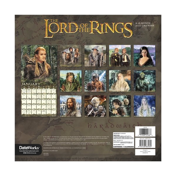 Lord Of The Rings Calendar 2022 2022 The Lord Of The Rings Wall Calendar